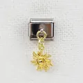 Italienisches Charm-Armband aus Edelstahl mit goldenem Sonnenanhänger und Silberbasis - Gold Strahlende Sonne Stil (000070-10)