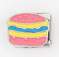 Italian modular charm featuring a colorful hamburger design with enamel layering - Layered Burger Pattern (0016-13)