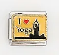 Detail of Italian charm link featuring I love Yoga text with heart and silhouette - I Love Yoga With Silhouette (0018-34)