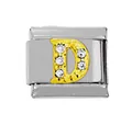 Charm modulare italiano in acciaio 304 con lettera D dorata e cristalli incastonati - Lettera D / Oro D