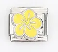 Detailed macro view of yellow flower charm link for Italian modular bracelets - Yellow Flower (0021-18)