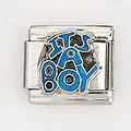 Italienisches Charm-Armband aus Edelstahl mit blauem It's a Boy Emaille-Design - It's A Boy Buchstaben (0018-2)
