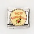 Italienisches Charm-Glied aus Edelstahl mit Best Grandma Text und rotem Blumenmuster - Best Grandma Mit Blume (0018-3)