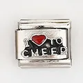 Italienisches Modul-Charm-Armbandglied aus Edelstahl mit I Love Cheer Emaille-Muster - I Love Cheer Mit Herz (0018-4)