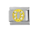 Italienisches Charm-Glied aus 304 Edelstahl mit goldenem Buchstaben O und Kristallen - Gold O
