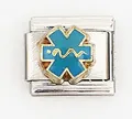 Makroaufnahme von blauem Lebensstern-Charm mit goldenem Schlangensymbol für Armbänder - Blau Stern des Lebens Stil (0019-6)