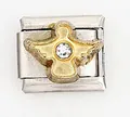 Italienischer Modul-Charm mit goldenem Engel-Design und funkelndem Strassstein-Akzent - Gold Engel Stil (0019-5)