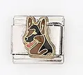 Italienisches Edelstahl Charm-Glied mit einem detaillierten Deutschen Schäferhund-Motiv - Deutscher Schäferhund Stil (0015-19)