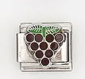 Maillon de bracelet italien en acier inoxydable avec raisin violet et feuille verte - Style Raisin Violet (0016-26)