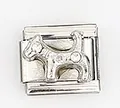 Detailansicht des italienischen Modular-Charms mit einem erhabenen Hundepfoten- und Welpenrelief - 3D Hunde-Relief-Stil (0015-23)