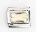 Italienischer Armband-Link mit Hundeknochen aus Emaille auf Edelstahl-Basis - Beiger Knochen Relief Stil (0015-24)
