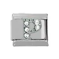 Italienisches Charm-Armband Glied mit Buchstabe P aus Edelstahl und Strasssteinen - Silber P
