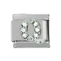 Italienisches Armband-Modul mit glitzerndem Strass-Buchstaben Q in Silber-Optik - Silber Q