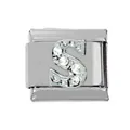 Italienisches Charm-Glied aus Edelstahl mit dem Buchstaben S und Kristallverzierung - Silber S-Form