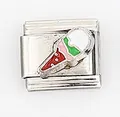 Italian style stainless steel modular link featuring a colorful enamel ice cream cone charm - Ice Cream Pattern (0016-2)