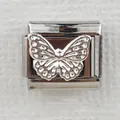 Silver butterfly Italian charm modular bracelet link for personalized DIY jewelry - Silver Butterfly (0025-8)
