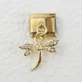 Italian style gold dragonfly charm with sparkling crystals for modular link bracelets - Dragonfly Style (1)