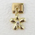 Italian modular charm in gold finish with silver-beaded flower pendant detail - Five-Petal Flower Style (2)