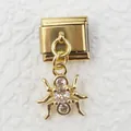 Italian charm link in gold with a sparkling rhinestone spider pendant for charm bracelets - Spider Style (3)