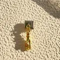 Italian charm link with a golden rock hand gesture pendant on stainless steel base - Silver Base Gold Horns Sign Style