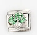 Charme de style italien en acier inoxydable avec motif de légume vert émaillé - Style Légume Vert (0016-7)