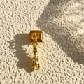 Italian charm link featuring a golden rock-on hand gesture pendant on a rectangular module - Gold Base Gold Horns Sign Style