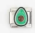Maillon de bracelet italien avec motif avocat 3D sur un module en acier poli - Style Avocat (0016-11)