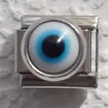 Italian charm bracelet link with blue evil eye design in stainless steel - Silver Base Standard Evil Eye (5)
