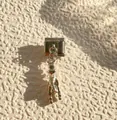 Italian charm link with silver rock on hand sign pendant in polished stainless steel - Silver Base Silver Horns Sign Style