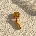 Maillon italien doré pour bracelet modulaire avec pendentif corne polie - Base Dorée Style Cornicello Doré