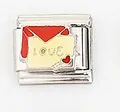 Italian charm bracelet link with love letter and heart design in stainless steel - Love Envelope Style (0018-6)