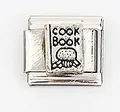 Italian charm link in silver stainless steel featuring a 3D cook book pendant design - Cook Book Style (0018-8)