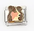 Italian charm link featuring a colorful enamel dog paw design on stainless steel base - Enamel Dog Style (0015-2)