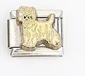 Italienisches Charm-Glied mit goldenem Hund-Relief auf Edelstahl-Modulararmband - Hunde-Relief-Stil (0015-6)