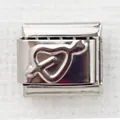 Close-up of 9mm stainless steel Italian charm with embossed silver heart and arrow design - Heart with Arrow (3)
