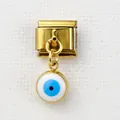 Italienischer Charm-Link mit goldenem bösem Auge Anhänger auf Edelstahl-Modulband - Runder Böser Blick Stil (1)