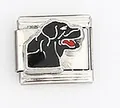 Italienisches Armband-Element mit schwarzem Hundegesicht aus Edelstahl gefertigt - Schwarzer Hundekopf Stil (0015-12)