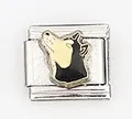 Edelstahl-Charm im italienischen Stil mit heulendem Husky-Hundemotiv und Emaille-Finish - Heulender Husky Stil (0015-15)