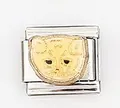Italienisches Charm-Glied mit goldenem Katzengesicht auf Edelstahl-Modulbasis - Löwen/Katzengesicht Stil (0015-20)