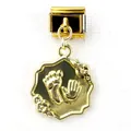 Detailansicht eines italienischen Charm-Glieds mit goldenem Baby-Hand- und Fußabdruck - Baby Hand- Und Fußabdruck Stil (11)
