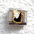 Close-up of an Italian charm featuring a detailed wolf head pattern in colorful enamel - Silver Wolf Head (8)