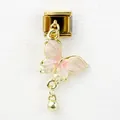 Italian charm link with pink enamel butterfly and gold bead pendant for DIY jewelry - Pink Enamel Butterfly (2)