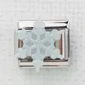 Italiaanse armband link met witte glitter sneeuwvlok op gepolijst roestvrij staal metaal - Wit Glinsterende Sneeuwvlok (13)