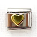Italian charm link featuring a 3D golden heart on a stainless steel modular base - Gold Embossed Heart (16)