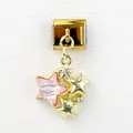 Italian charm link with pink marble star and gold star charms with rhinestones - Marble Star (6)