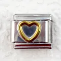 9mm stainless steel modular charm link featuring a gold heart design for DIY bracelets - Gold Bordered Heart (17)