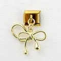 Italian modular charm in gold finish featuring a dainty butterfly bow pendant for DIY bracelets - Teardrop Bow (9)