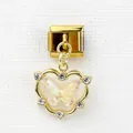 Italian modular charm link in gold with heart shape pendant and iridescent butterfly - Hollow Heart Butterfly (10)