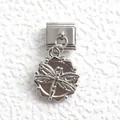 Italian charm variant featuring a silver dragonfly relief on a matte circular pendant - Dragonfly Relief Style