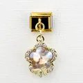 Italian charm link with a pink flower pendant and gold butterfly for DIY bracelets - Pink Flower Butterfly (14)